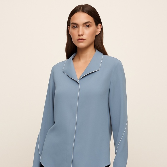 NWT Babaton Rena Blouse XXS Dune Bluespace - Picture 1 of 14